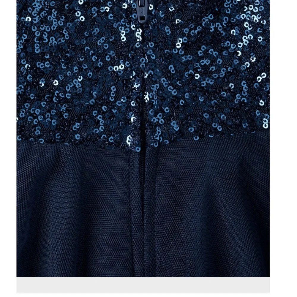 The Children’s Place Girls Size 10 Navy Sequin Tulle Party Dress NWT
